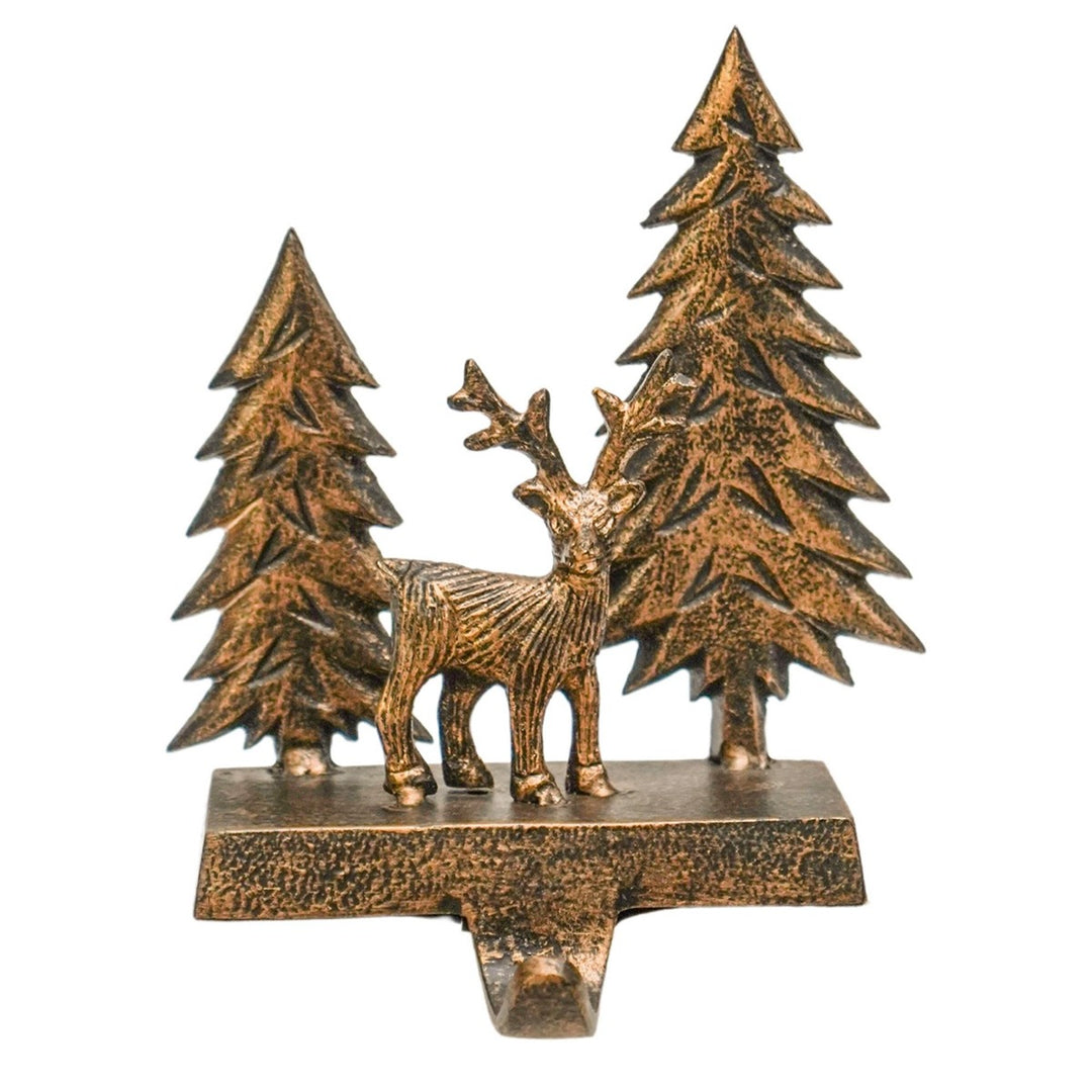 Deer Scene Stocking Holder - Antique Brass Ivyline 2