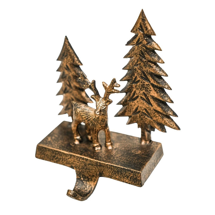 Deer Scene Stocking Holder - Antique Brass Ivyline 3