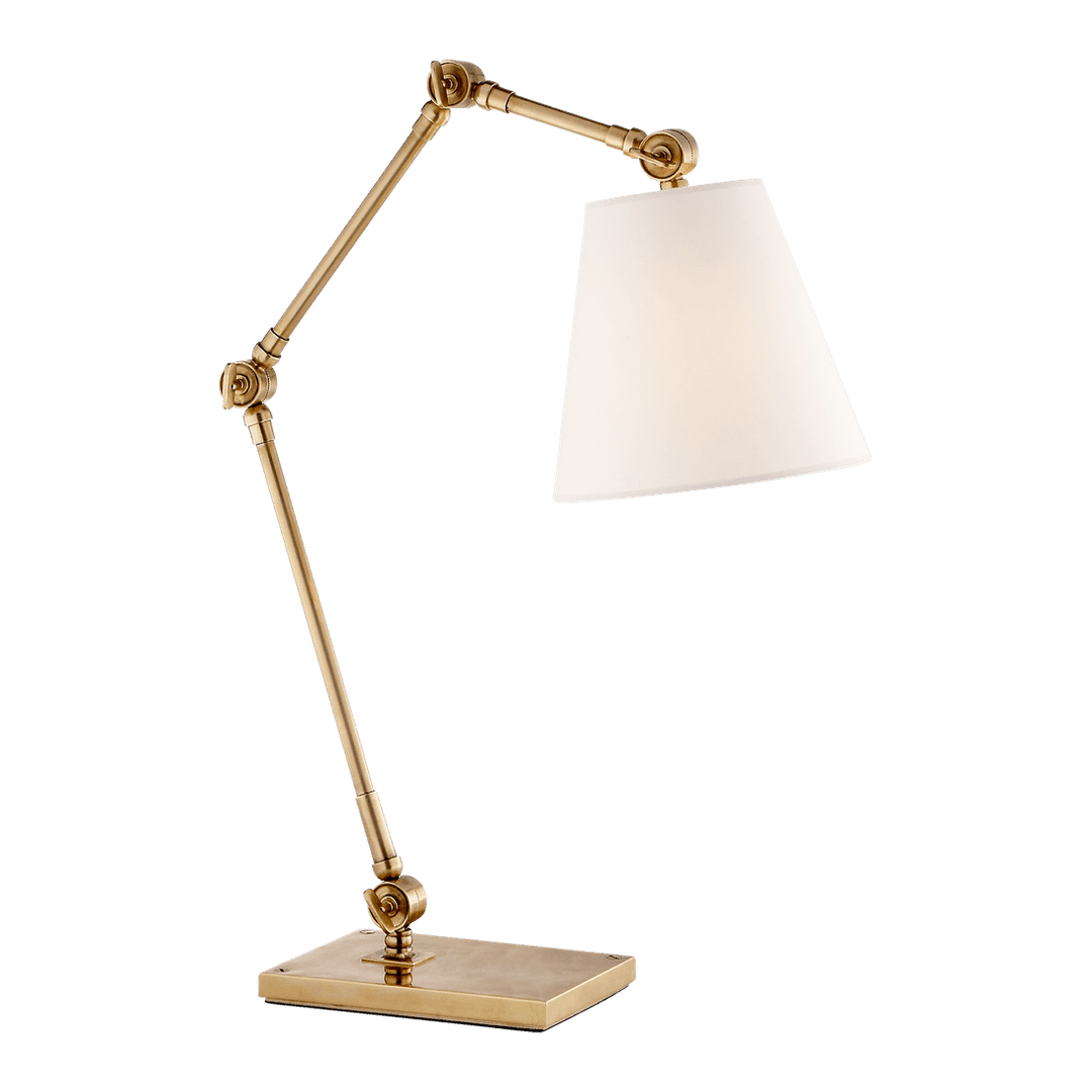 Graves Task Lamp - Antique Brass with Linen Shade Visual Comfort 1