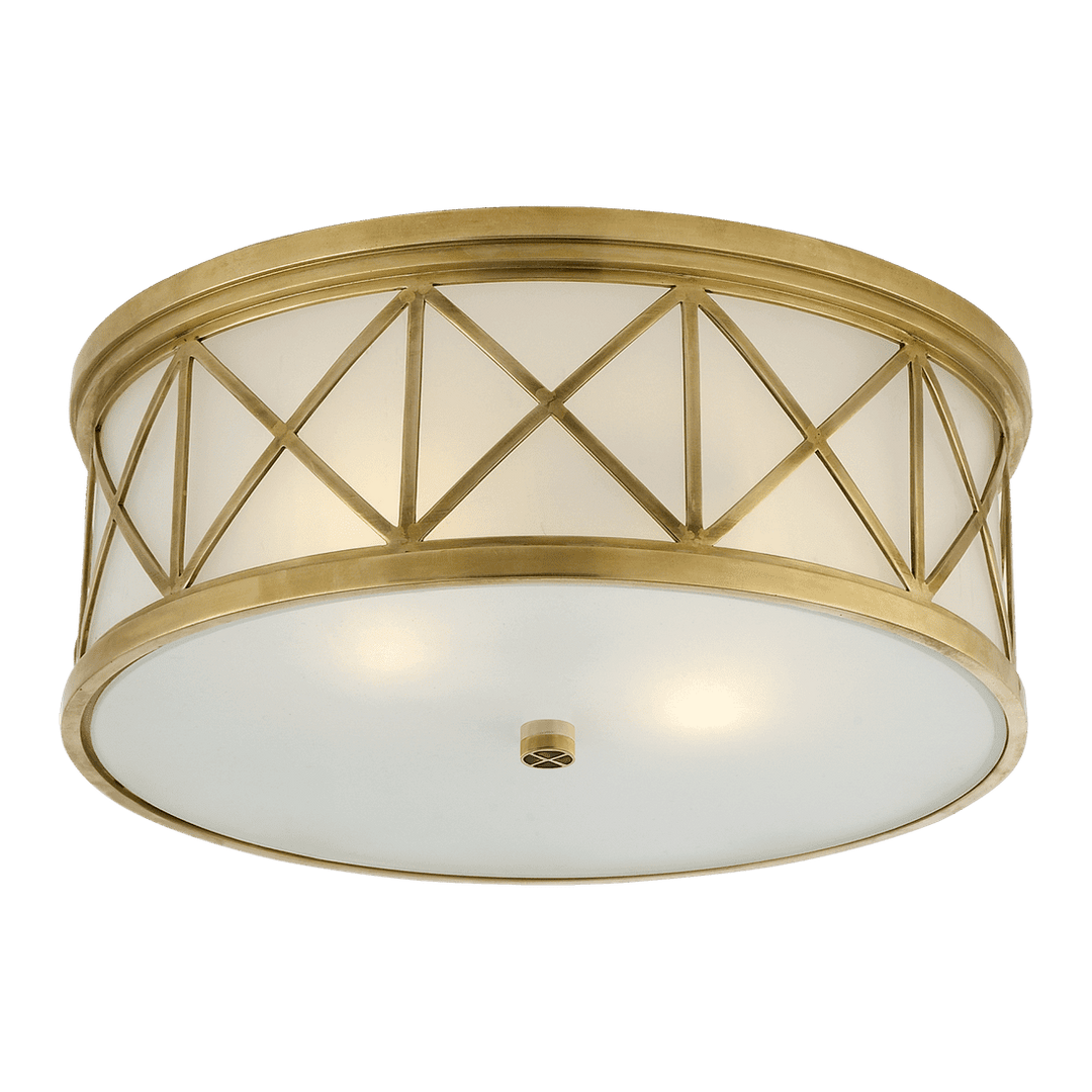 Montpelier Large Flush Mount - Antique Brass with Frosted Glass Visual Comfort 1