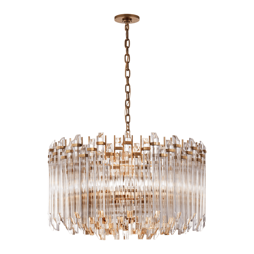 Adele Large Wide Drum Chandelier - Antique Brass with Clear Acrylic Visual Comfort 1