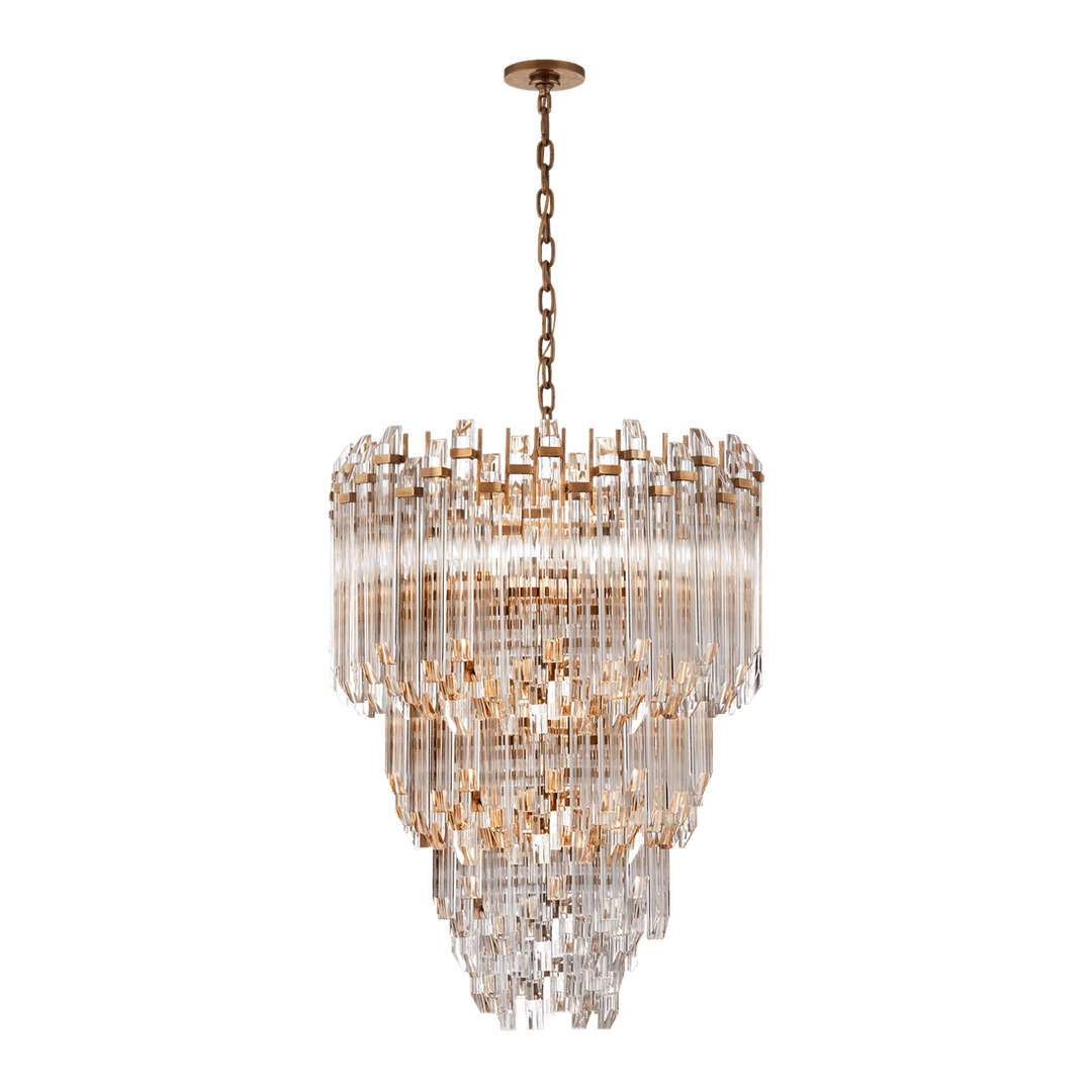 Adele Three-Tier Waterfall Chandelier - Antique Brass with Clear Acrylic Visual Comfort 1