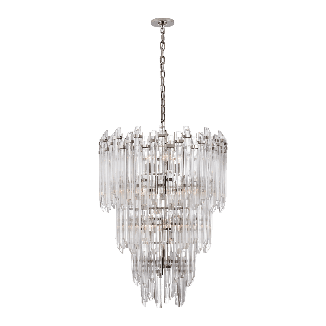 Adele Three-Tier Waterfall Chandelier - Polished Nickel with Clear Acrylic Visual Comfort 1