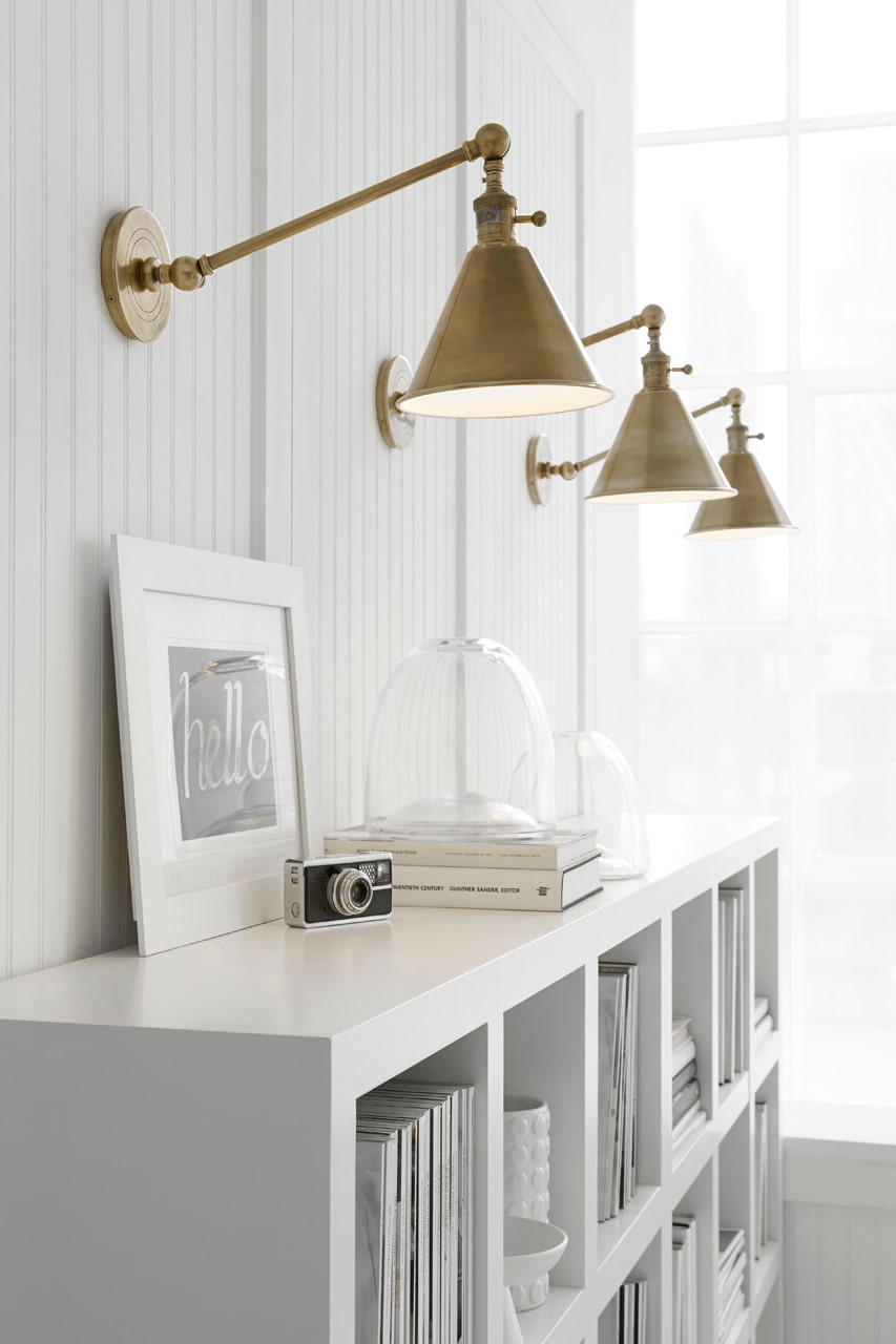 Boston Functional Single Arm Library Light - Antique Brass Visual Comfort 2