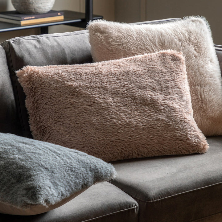 Juniper Faux Fur Cushion 40x60cm - Mauve GalleryDirect 2