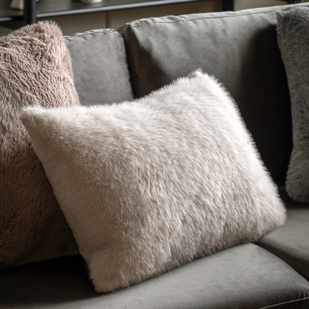 Maple Faux Fur Cushion 40x60cm - Oatmeal GalleryDirect 2