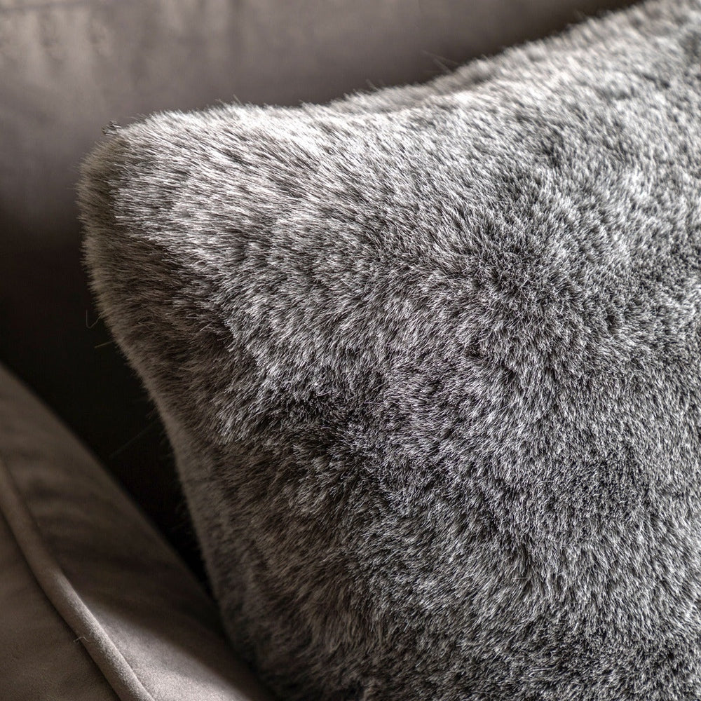 Roscose Faux Fur Cushion 50cm - Grey GalleryDirect 2