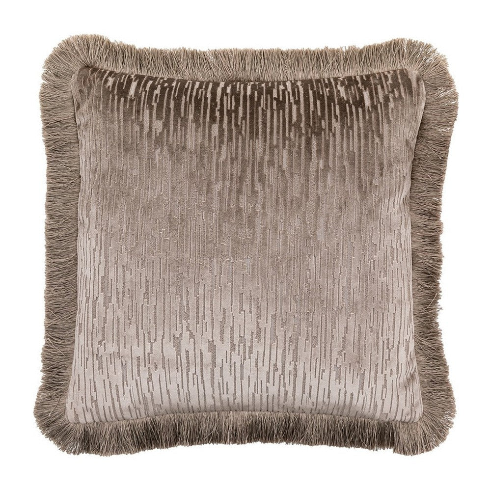 Cut Velvet Fringe Cushion 50cm - Silver GalleryDirect 1