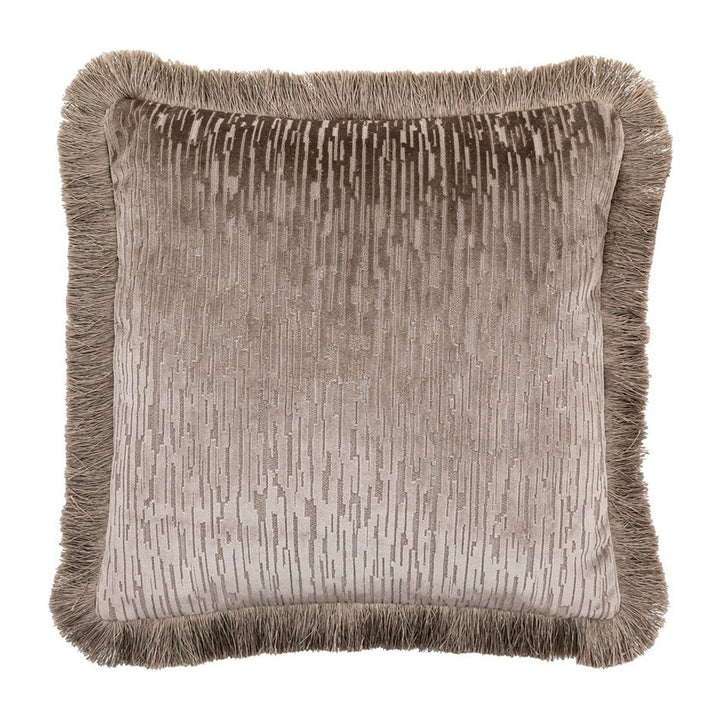 Cut Velvet Fringe Cushion 50cm - Silver GalleryDirect 1
