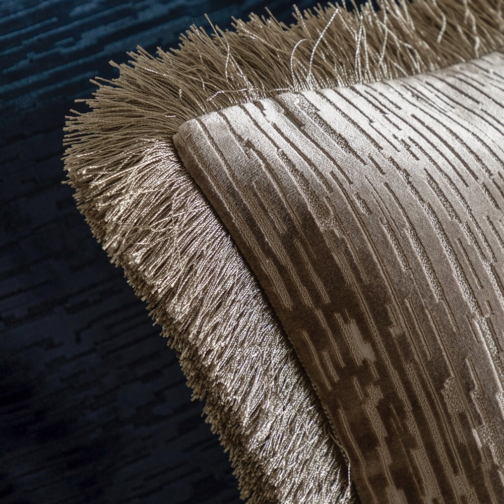 Cut Velvet Fringe Cushion 50cm - Silver GalleryDirect 3