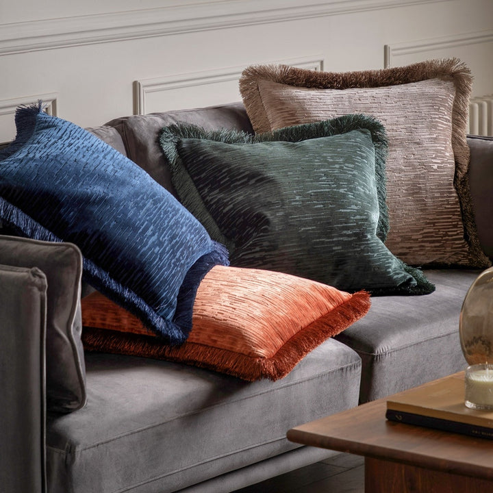 Cut Velvet Fringe Cushion 50cm - Silver GalleryDirect 4