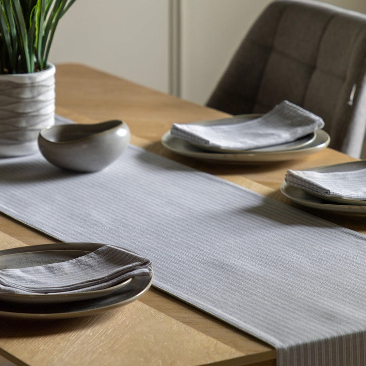 Woven Striped Table Runner 180cm - Grey GalleryDirect 2