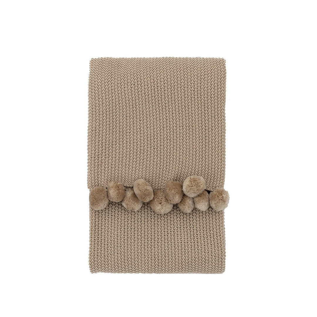 Moss Stitched Pom Pom Throw - Natural GalleryDirect 1