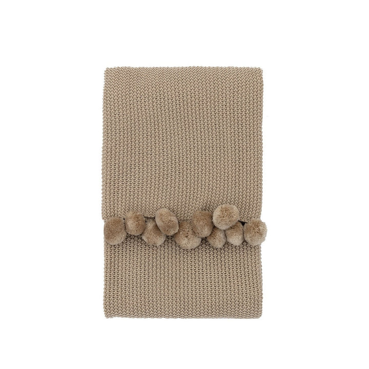 Moss Stitched Pom Pom Throw - Natural GalleryDirect 1