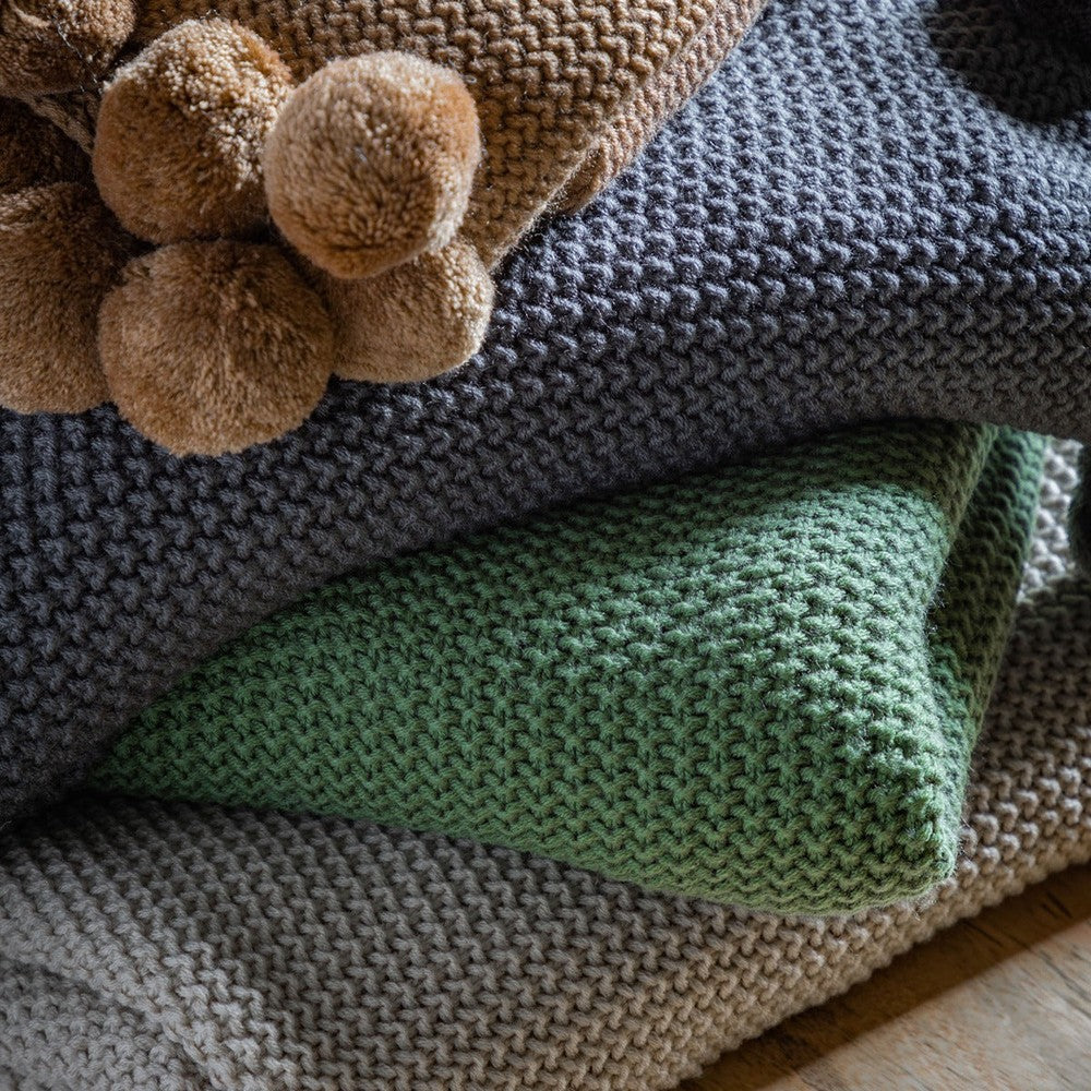 Moss Stitched Pom Pom Throw - Natural GalleryDirect 6