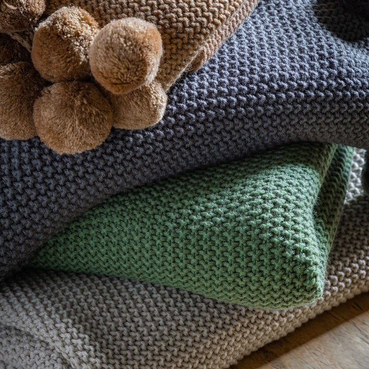 Moss Stitched Pom Pom Throw - Natural GalleryDirect 6