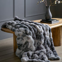 Gallery Interiors Marshmallow Marble Rabbit Fur Throw