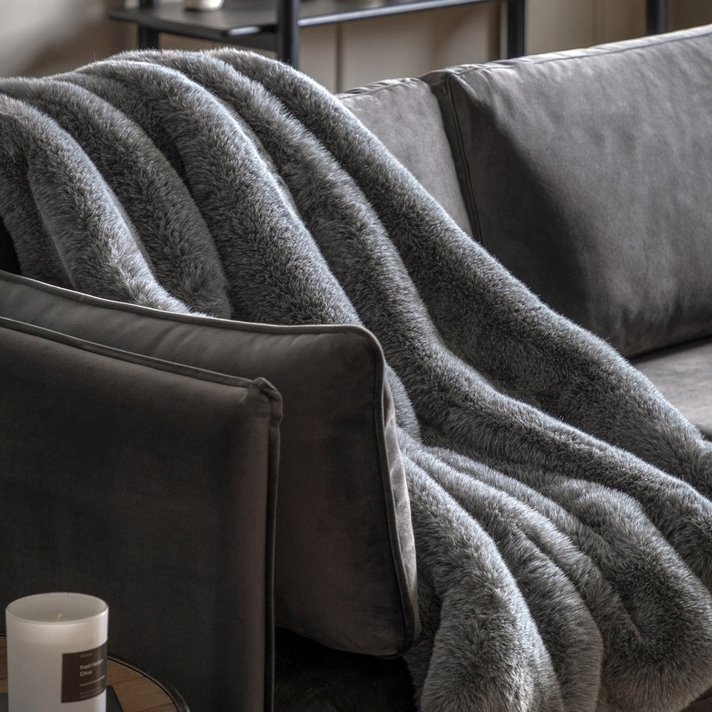Roscose Faux Fur Throw 130x150cm - Smoke Grey GalleryDirect 2
