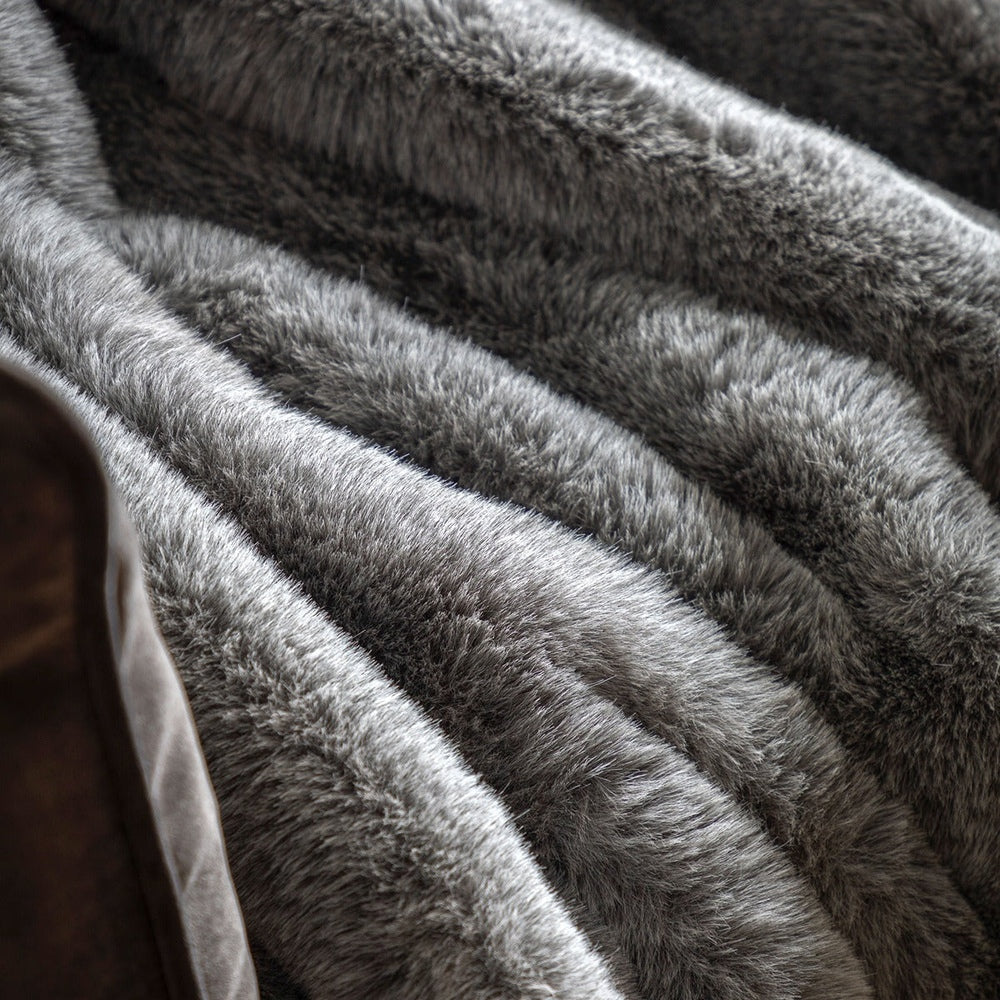 Roscose Faux Fur Throw 130x150cm - Smoke Grey GalleryDirect 3
