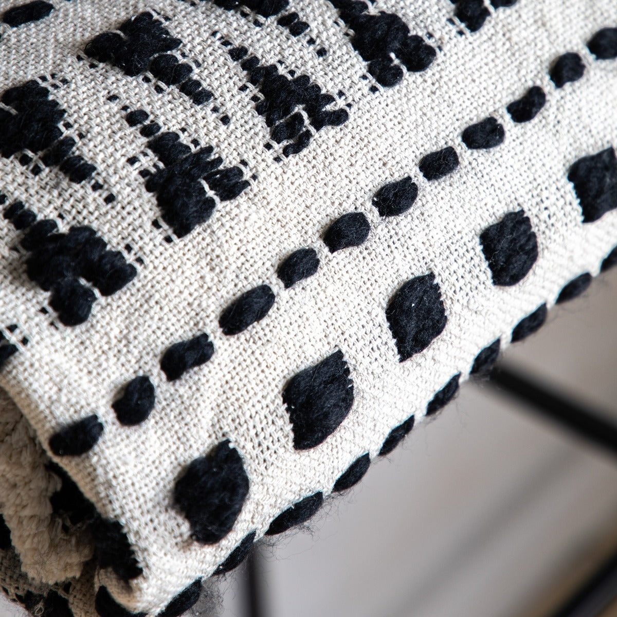 Gallery Interiors Black & Cream Tufted Throw