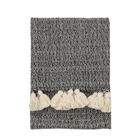 Gallery Interiors Woven Throw with Tassels Black