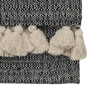 Gallery Interiors Woven Throw with Tassels Black