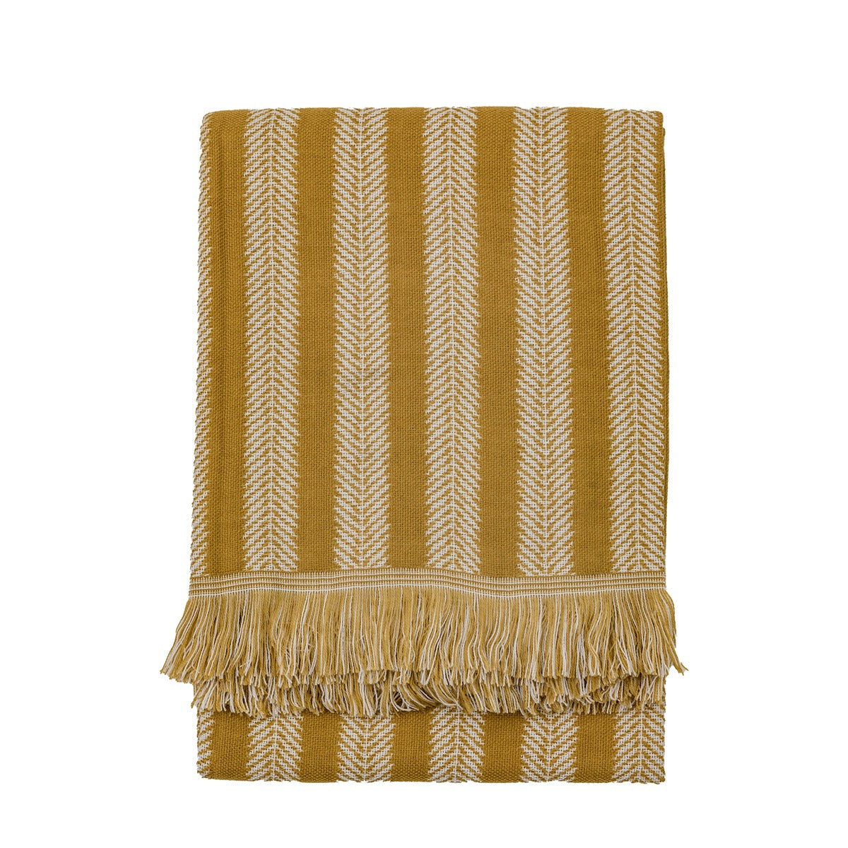 Gallery Interiors Jacquard Weave Throw with Fringe Ochre