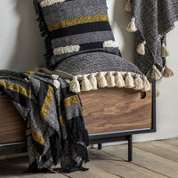 Gallery Interiors Tufted Blocks Throw with Fringe