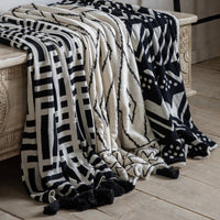 Gallery Interiors Merton Knitted Tassel Throw Black