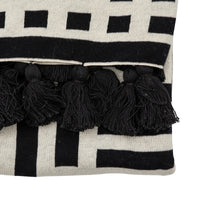 Gallery Interiors Merton Knitted Tassel Throw Black