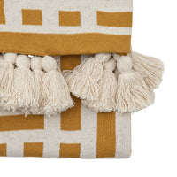 Gallery Interiors Merton Knitted Tassel Throw Ochre