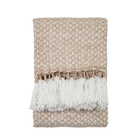 Gallery Interiors Woven Wrapped Tassel Throw Natural