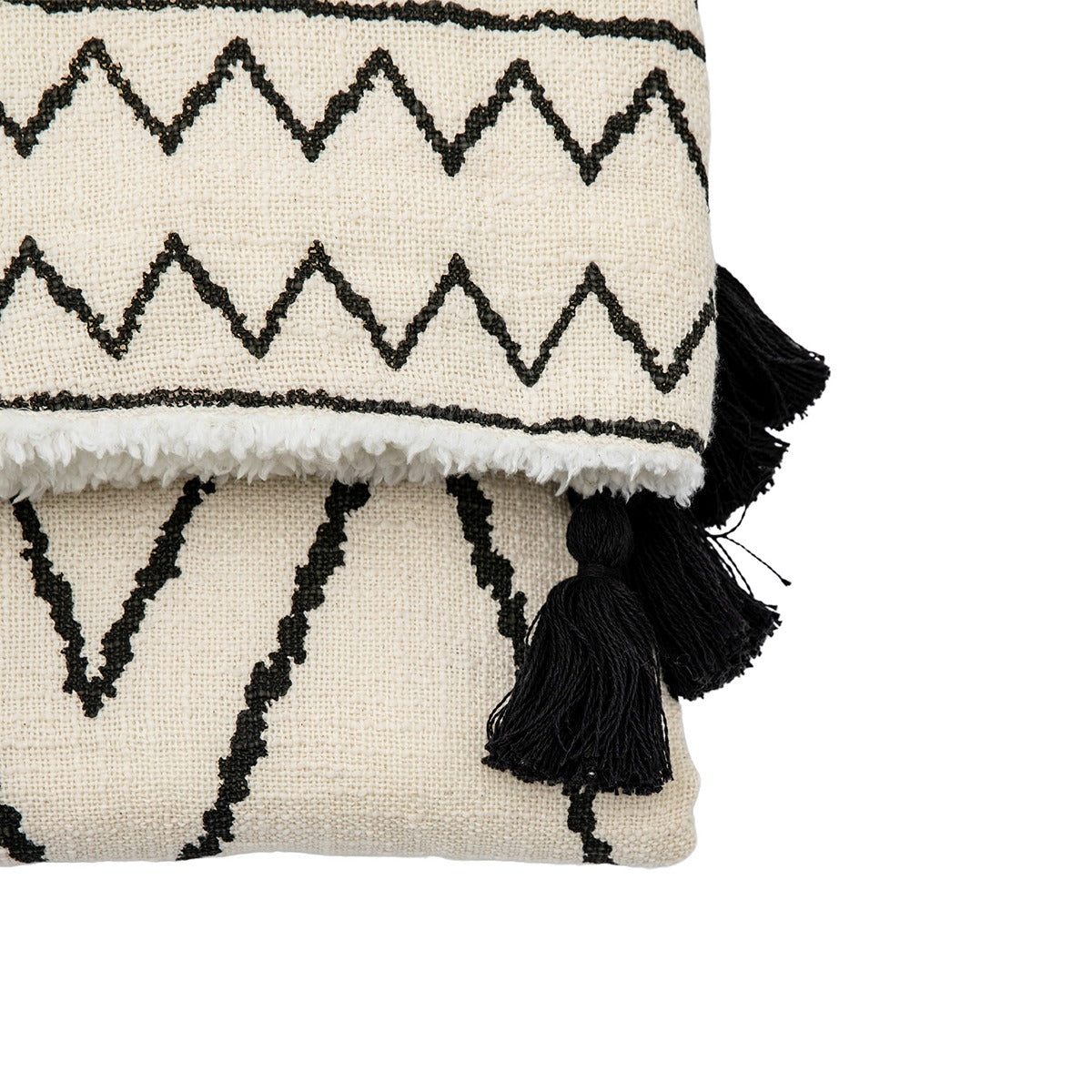 Gallery Interiors Cotton Sherpa Throw Natural