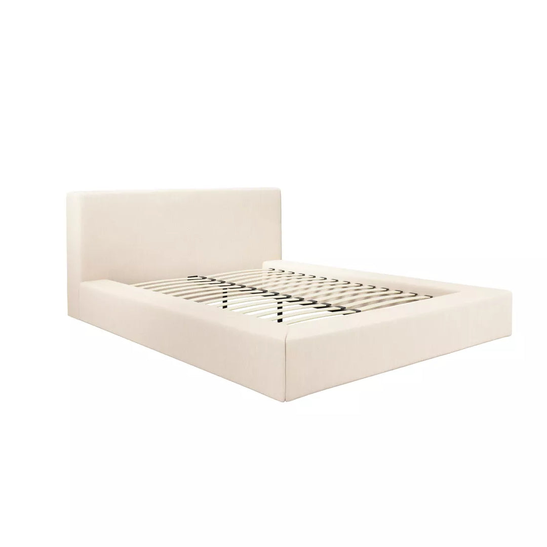 Inga Wide Base Bed - White Clay