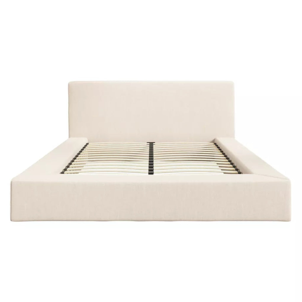Inga Wide Base Bed - White Clay