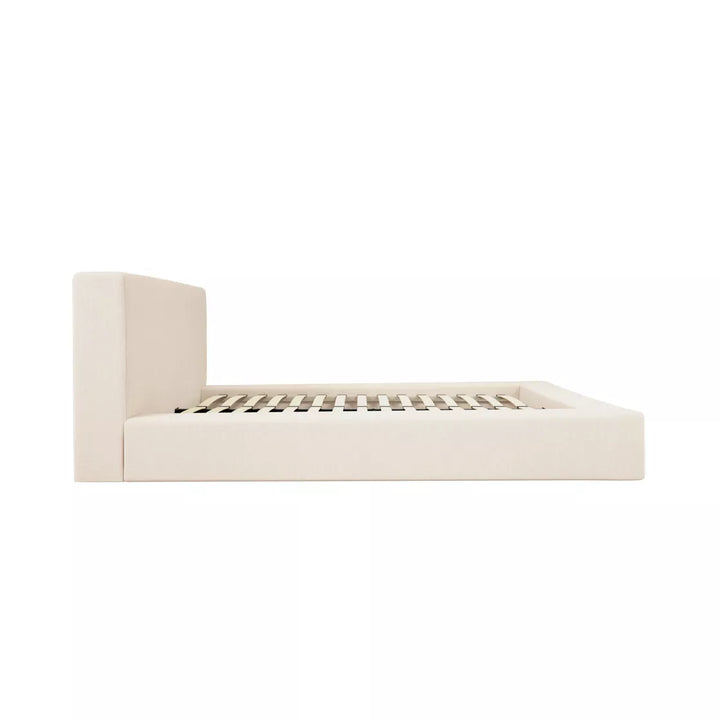 Inga Wide Base Bed - White Clay