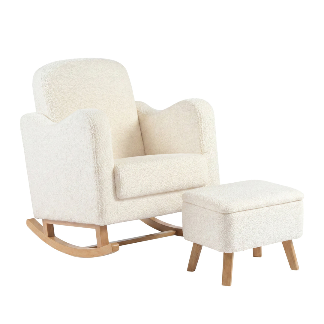 Lullaby Nursing Chair & Stool - Off White Bouclé
