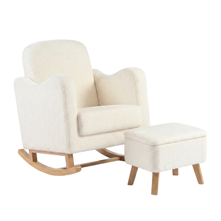 Lullaby Nursing Chair & Stool - Off White Bouclé