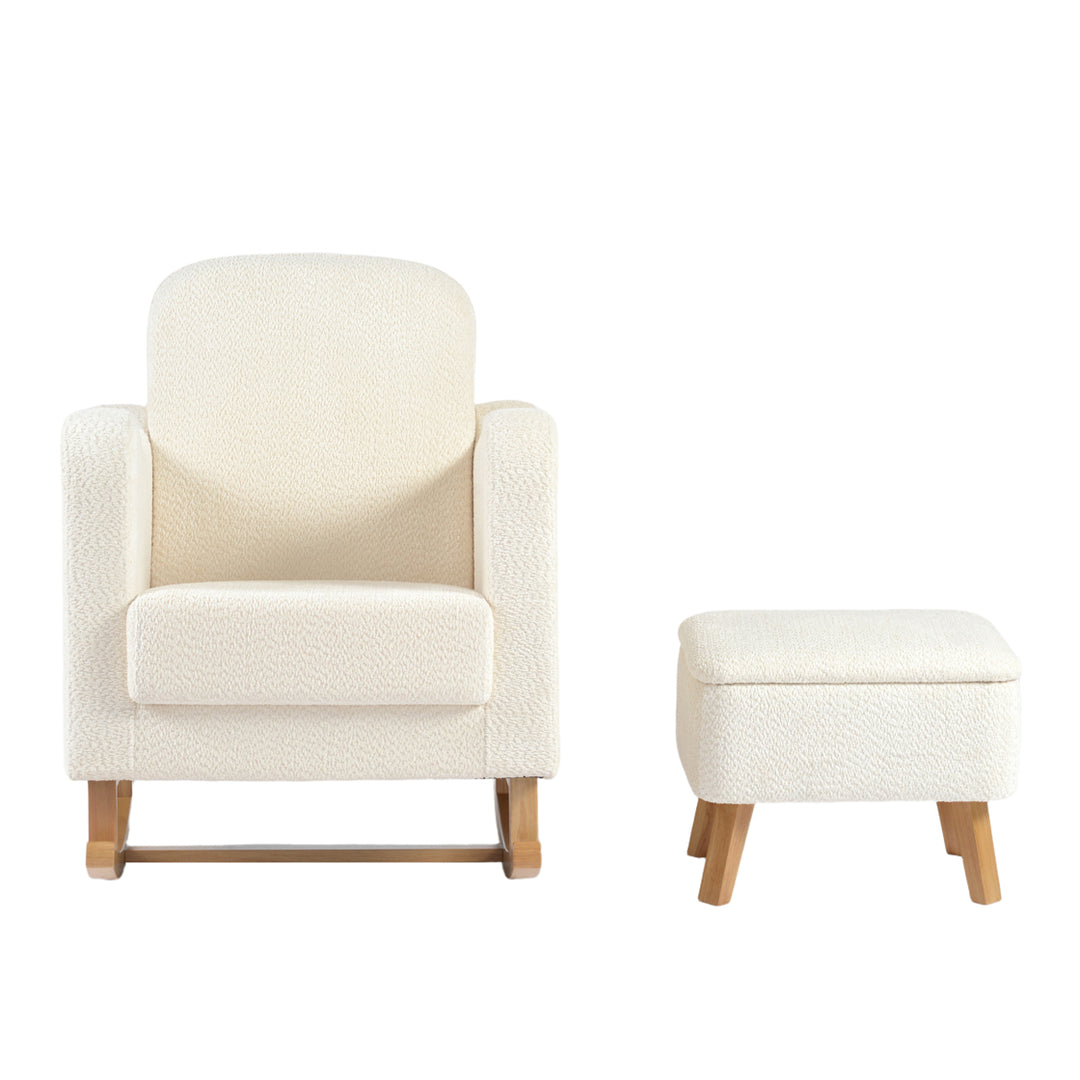 Lullaby Nursing Chair & Stool - Off White Bouclé
