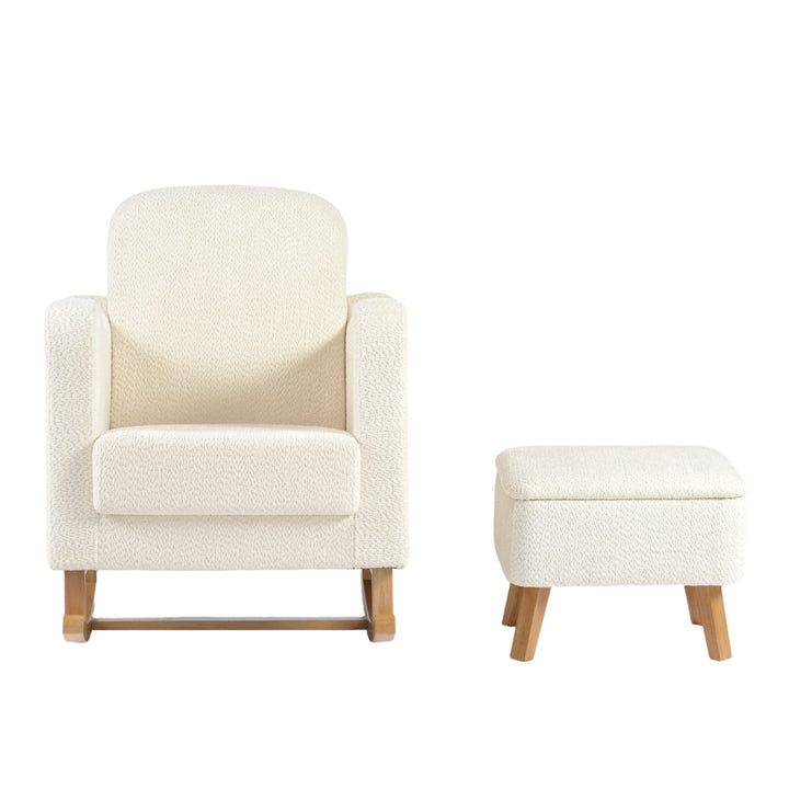 Lullaby Nursing Chair & Stool - Off White Bouclé