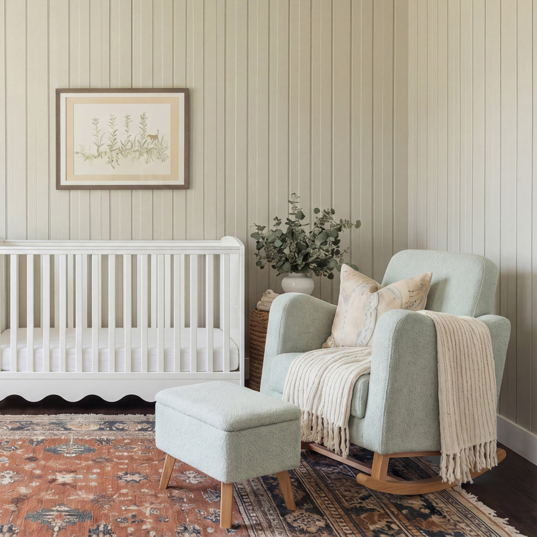 Lullaby Nursing Chair & Stool - Sage Bouclé