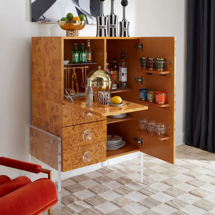 Bond Bar Cabinet - Burled Mappa Wood Design Maven 4