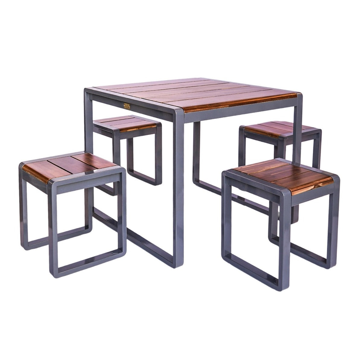 Ivyline Spitalfields Square Acacia Wood 5 piece Furniture Set