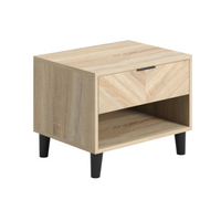 O&Co Visby 1 Drawer Bedside Cabinet in Chevron