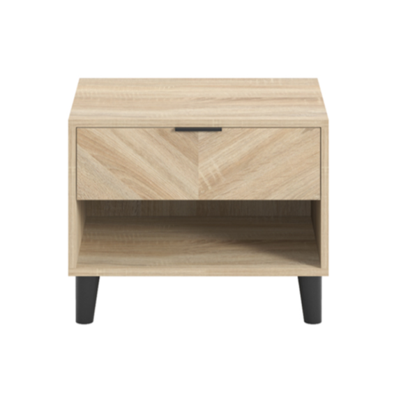 O&Co Visby 1 Drawer Bedside Cabinet in Chevron