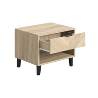 O&Co Visby 1 Drawer Bedside Cabinet in Chevron