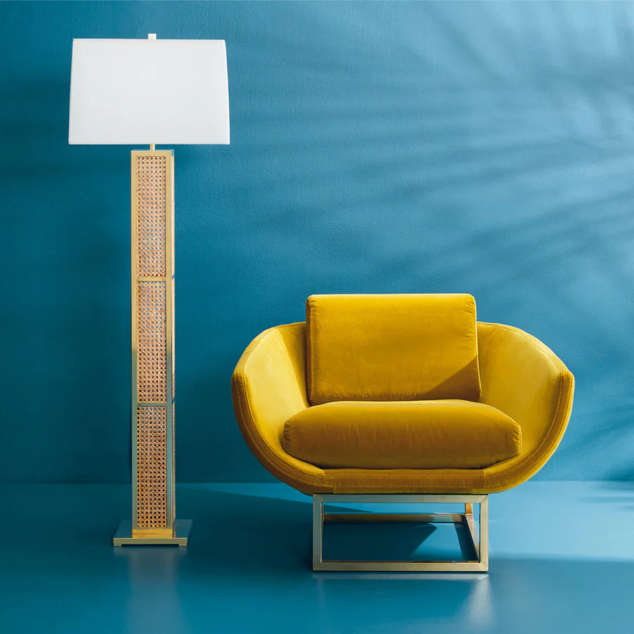 Bellport Floor Lamp - Rattan & Brass Design Maven 5