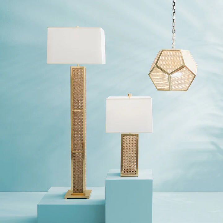 Bellport Floor Lamp - Rattan & Brass Design Maven 3