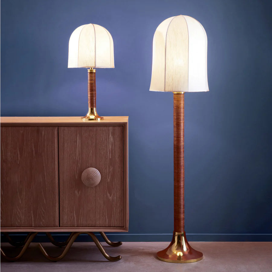 Riviera Dome Floor Lamp - Rattan & Brass Design Maven 5