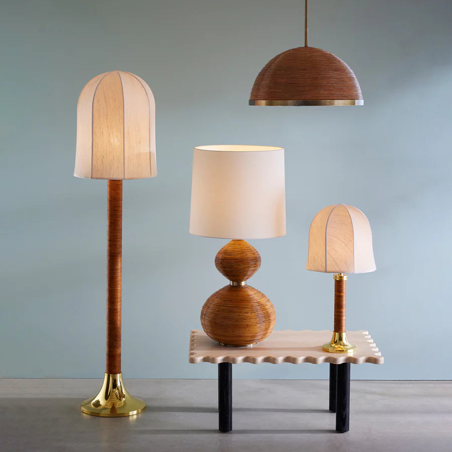 Riviera Dome Floor Lamp - Rattan & Brass Design Maven 4
